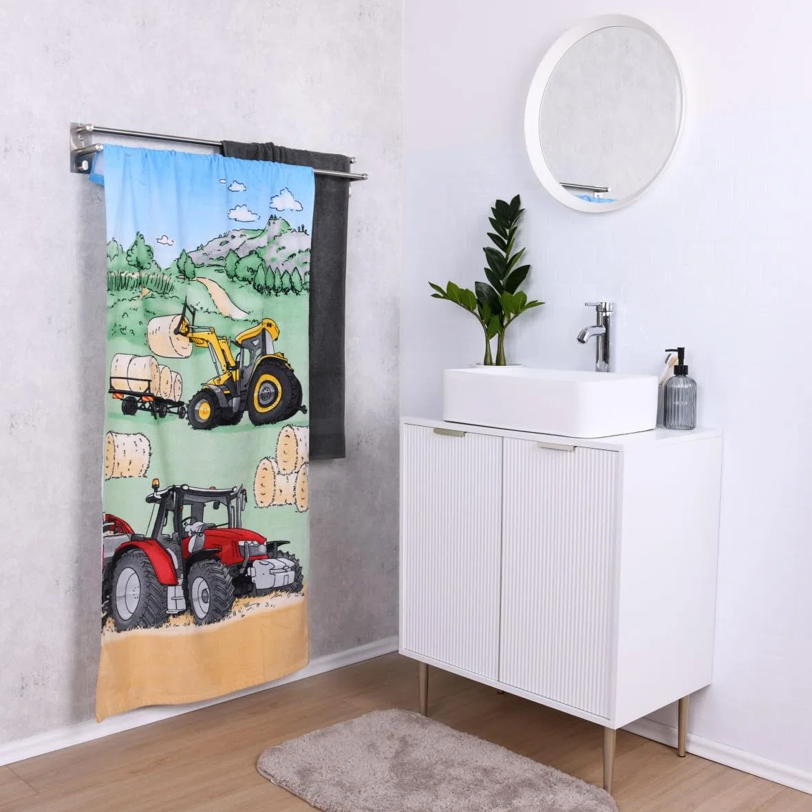 Herding Klaus GmbH Traktor Velourstuch, Mehrfarbig, 75 x 150 cm