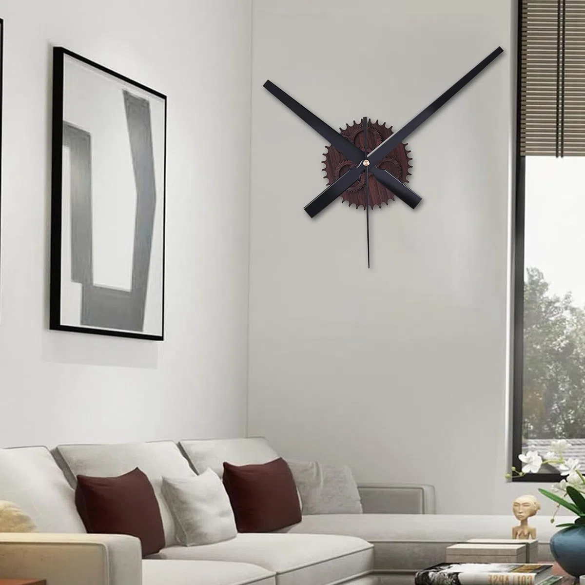 Nizirioo 3D Uhrzeiger Wanduhr Vintage, DIY 3D Wanduhren, 3D-Uhrzeiger Uhrwerk mit Zeiger, Zahnräder aus Holzmaserung, Große Wanduhrzeiger 42cm für Wohnzimmer Restaurant Büro