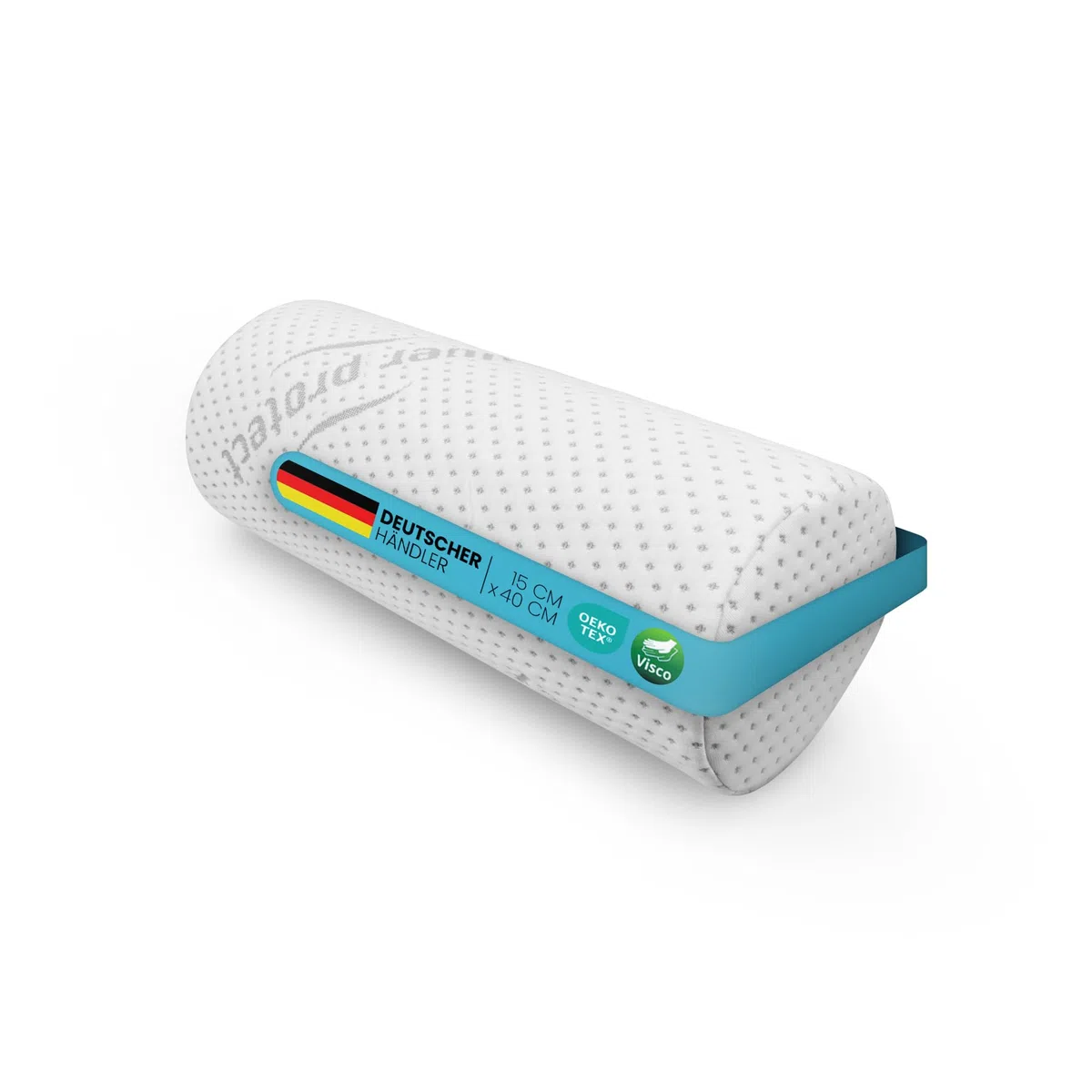 Bestlivings Memory Foam Nackenkissen (Nackenrolle / 40 cm x Ø15 cm) Viscoelastische Kopfkissen - Silver Protect Bezug antimikrobiell abnehmbar - Öko-Tex