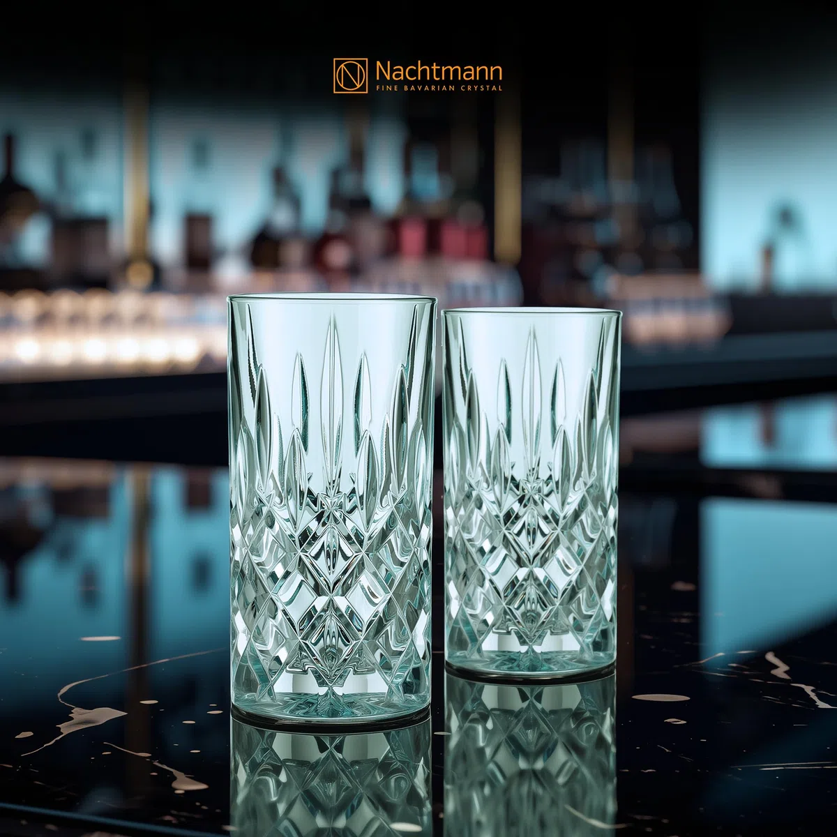 Nachtmann 2-teiliges Longdrinkgläser Set, 395 ml, Mintgrün, Noblesse, 105712, Cocktailgläser aus Kristallglas, Trinkgläser spülmaschinenfest