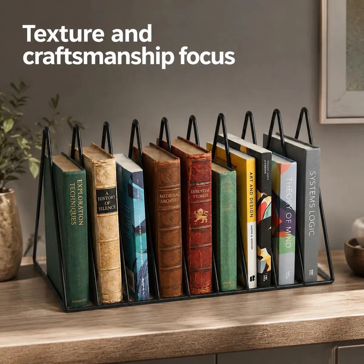 Schallplattenständer, 2 Stück Dreieckiger schallplattenständer,Buchstütze,Buch-Organizer, Zeitschriftenständer, zum Aufbewahren von Büchern, Zeitschriften und Fotoalben, 9 Fächer