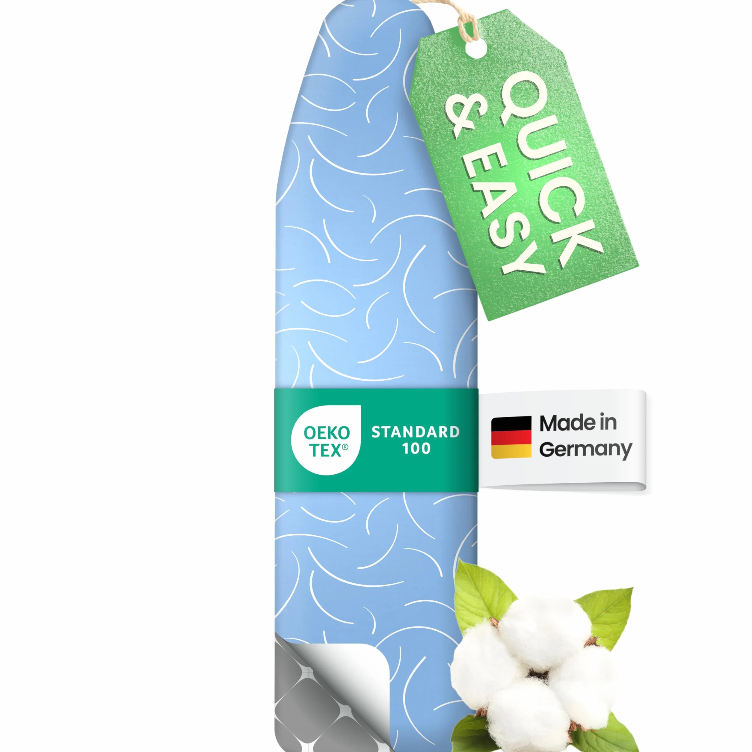 SimplySmooth Premium Bügelbrettbezug 120x40 I OEKOTEX100 I Made IN Germany I Bügeltischbezug I Komfortpolster I Bügelbezug für 115-122x35-40cm Bügelbrett Bezug für Dampfbügelstation I Größe M