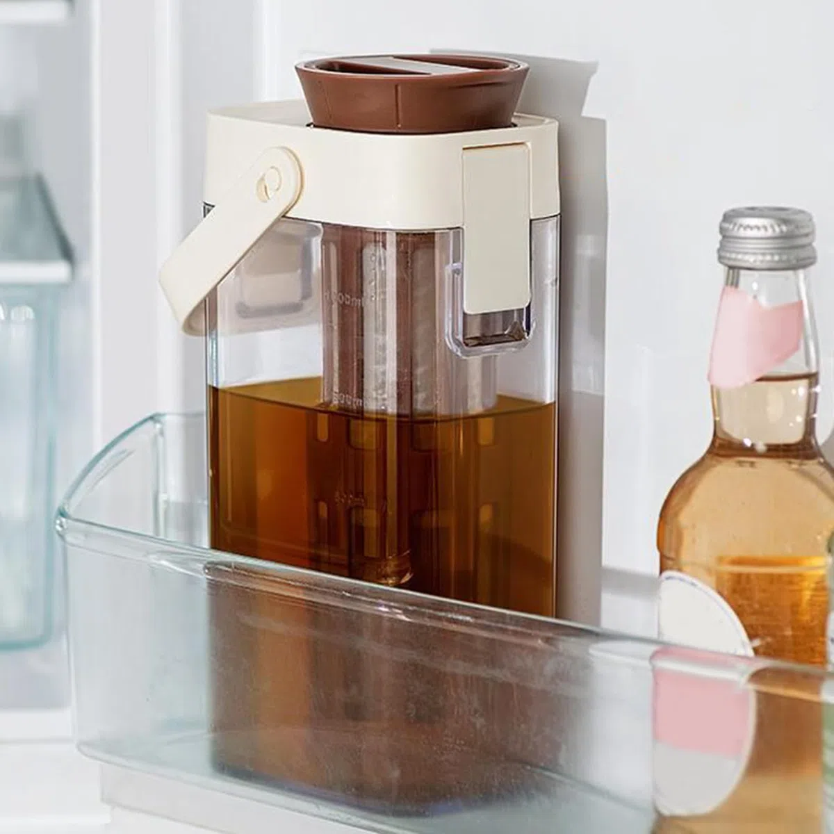 Cold Coffee Brewer – Großer Behälter für kaltgebrühte Kaffeemaschine, auslaufsicherer Behälter mit Griff, platzsparender Topf, Küchenutensilien für Getränke, Milch, Wasser, Limonade