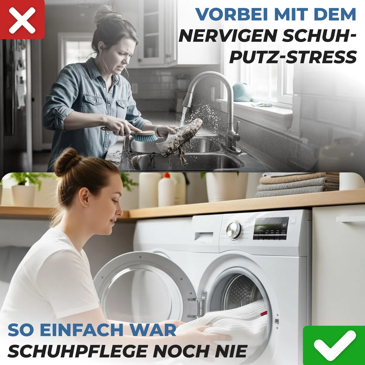 Premium Schuhwaschbeutel für Waschmaschine – Sneaker Waschbeutel mit Trennwand-Technologie & Extra Fach für Einlegesohlen und Schnürsenkel – schützt Schuhe & Trommel, robust und abfärbefrei
