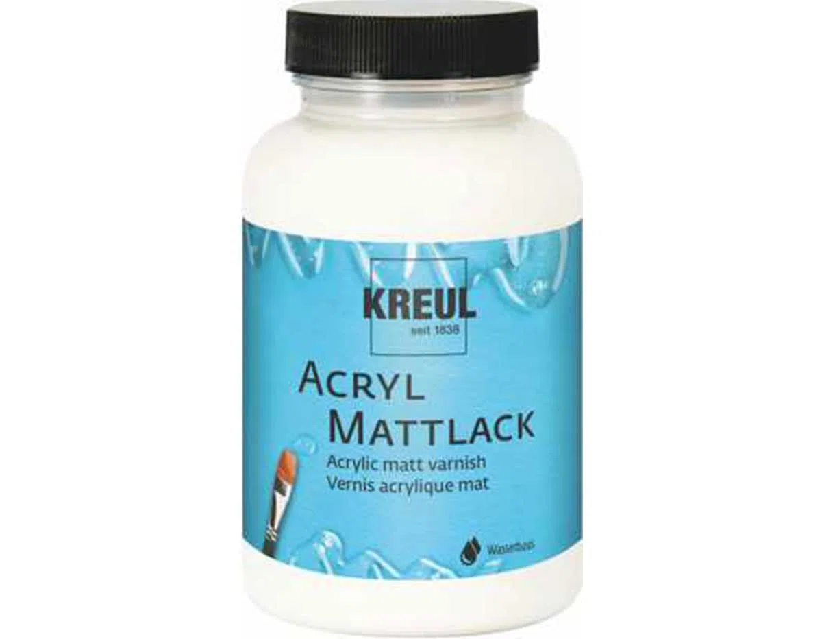 KREUL 79415 - Acryl Mattlack auf Wasserbasis, 275 ml Glas, matt transparent, Schutz-und Überzugslack für durchgetrocknete Aufmalungen, bedingt witterungsbeständig, speichelecht