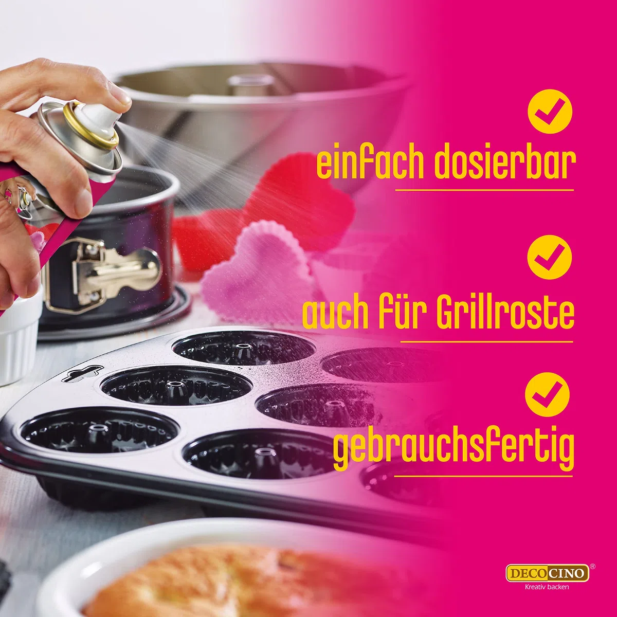 Decocino Backtrennspray – 200 ml – pflanzliches Backspray zum Einsprühen & Einfetten von Backformen, Silikonformen, Waffeleisen, Sandwich-Makern uvm. – ohne Palmöl & 100% vegan (Packung mit 2)