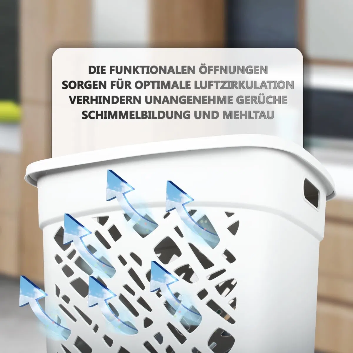 Wäschebox Wäschesammler 60L Wäschekorb mit Deckel Wäscheaufbewahrung aus Kunststoff Wäsche Sortierer