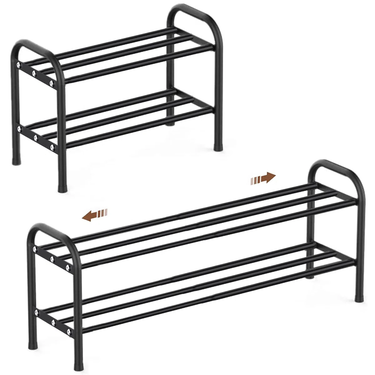 Schuhregal Schmal Ausziehbar Platzsparend Schuhregal Adjustable Expandable Klein Metall Schuhschrank Schwarz Schuhablage Schuhaufbewahrung DraußEn SchuhstäNder Diele Outdoor Camping Flur (2 Etagen)