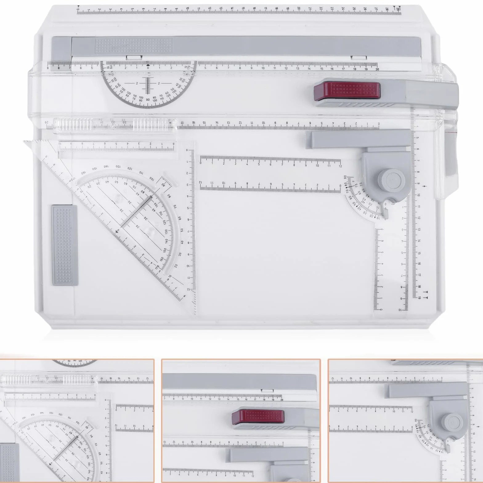 Zeichenbrett A4, DIN Zeichentisch Multifunktionaler Zeichenplatte mit Schiebelineal, Paralleler Bewegung Winkelverstellbarem Messsystem für Office Arbeiten Ingenieure Designer Studenten Studium
