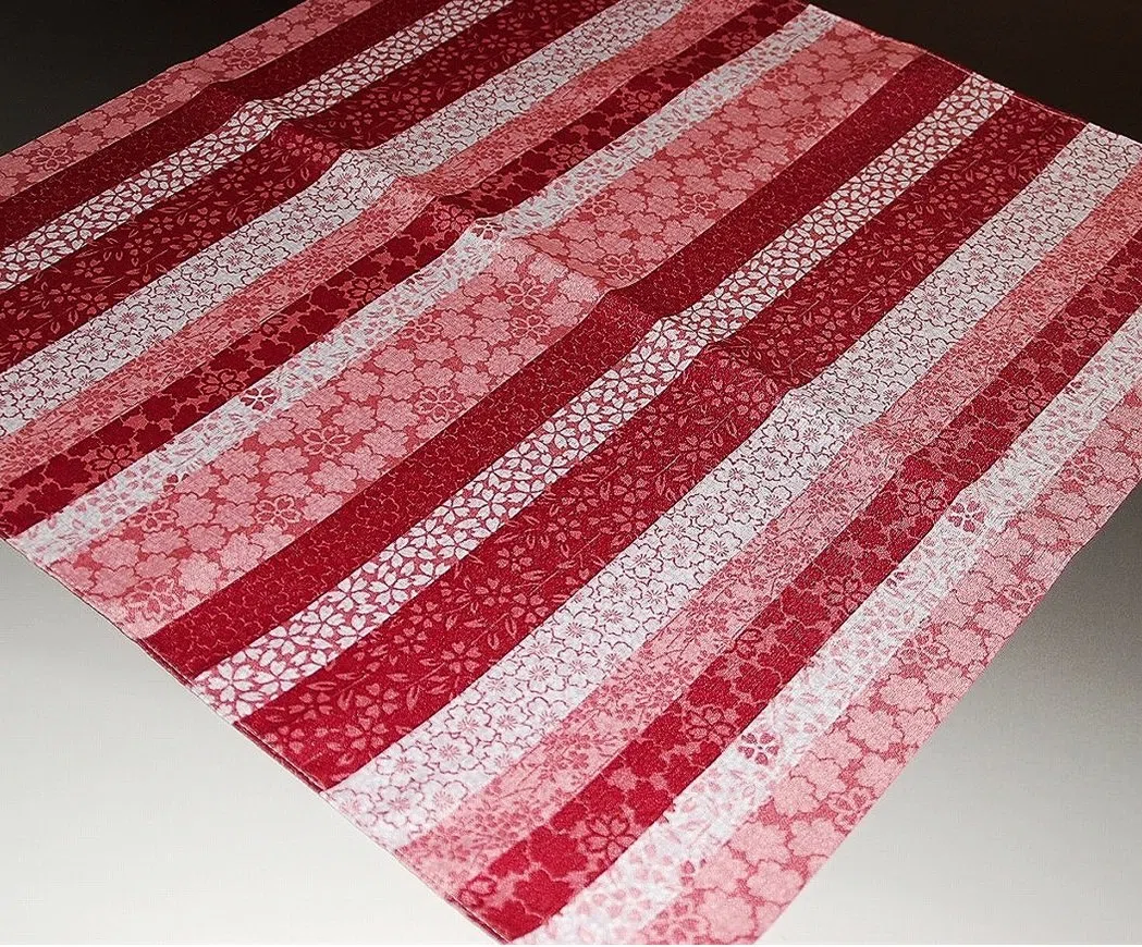 FUROSHIKI- Japanese Traditional Wrapping Cloth (Kyoto-stripe: Red/Purple) by Yu-soku