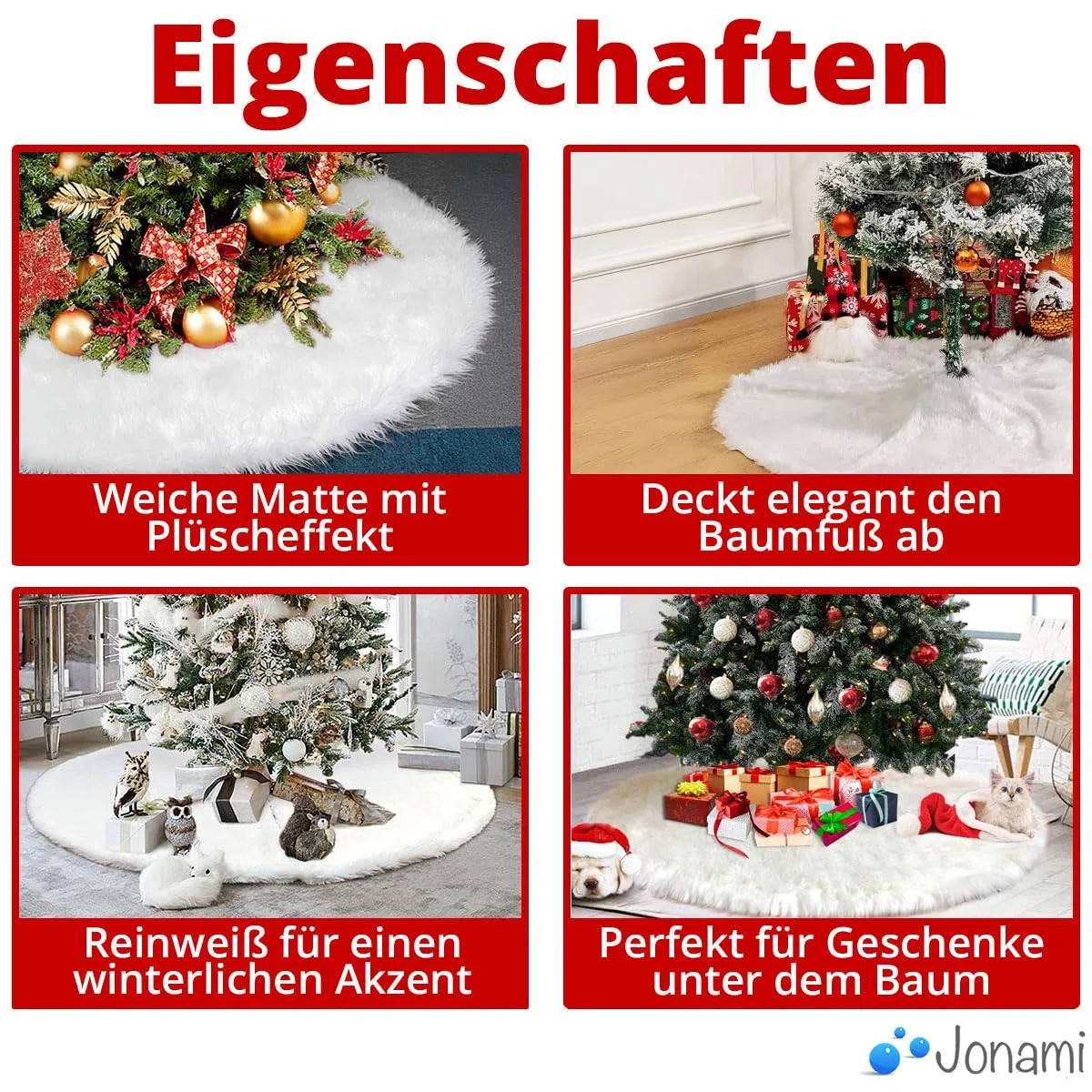 Weihnachtsbaum Decke Weiss, Weihnachtsbaumdecke Weihnachtsbaum Röck Runde - Ø 90 cm