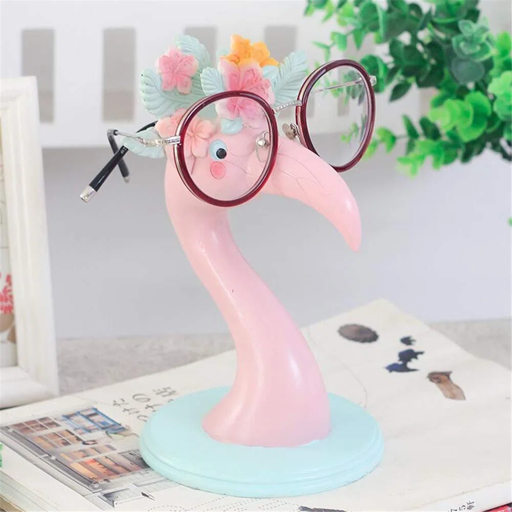 Niedlicher Brillenhalter Eleganter rosa Flamingo-Brillenständerhalter, Brillenzubehör für dekorativen Schreibtisch/Heim/Büro