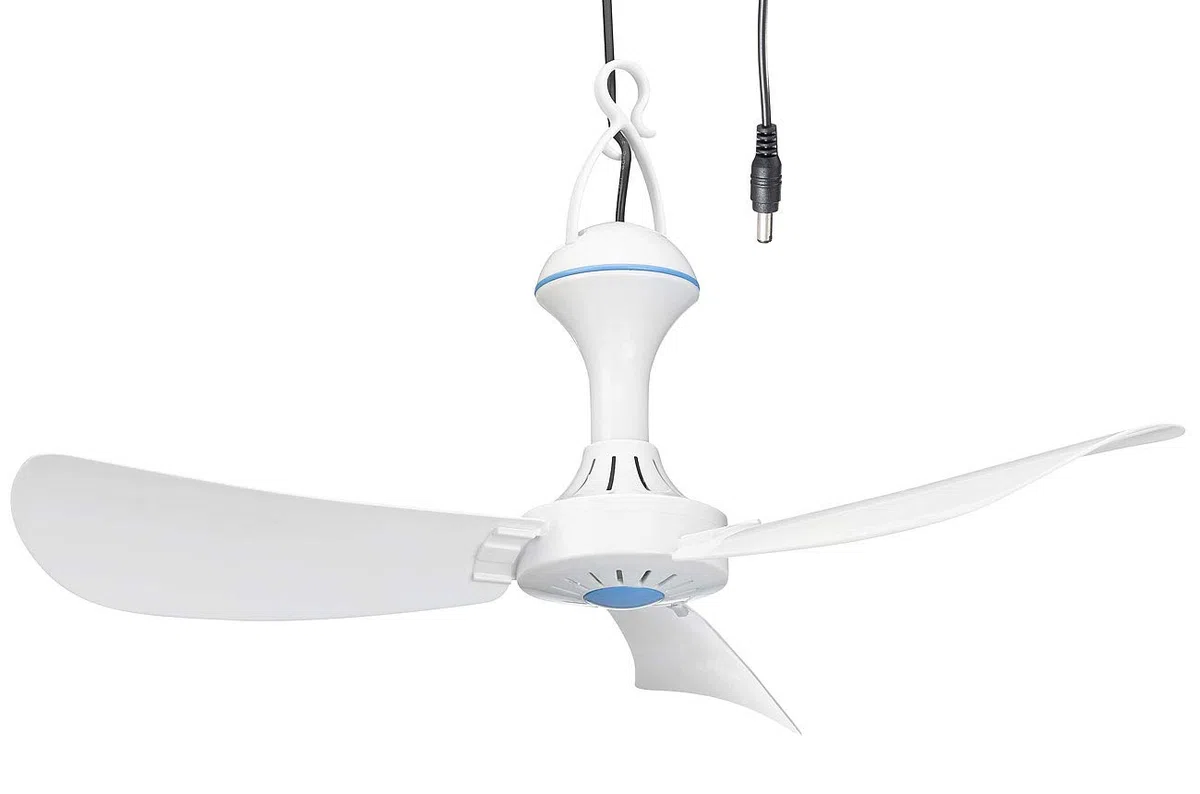 PEARL 12V Deckenventilator: Mobiler 12-V-Deckenventilator mit Aufhänger, Ø 46 cm, 6 W, 330 U/Min. (12V Wohnmobil, 12 Volt, Mini)