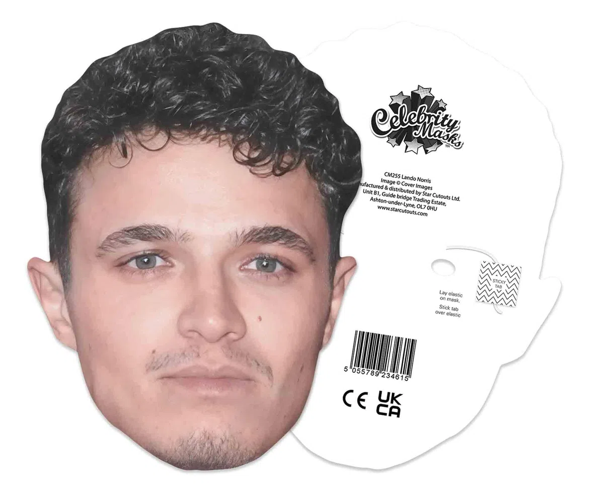 Star Cutouts CM255 Lando Norris Maske - Inklusive Tabs und Gummiband - Ideal für Fans, Geschenke & Partydekorationen