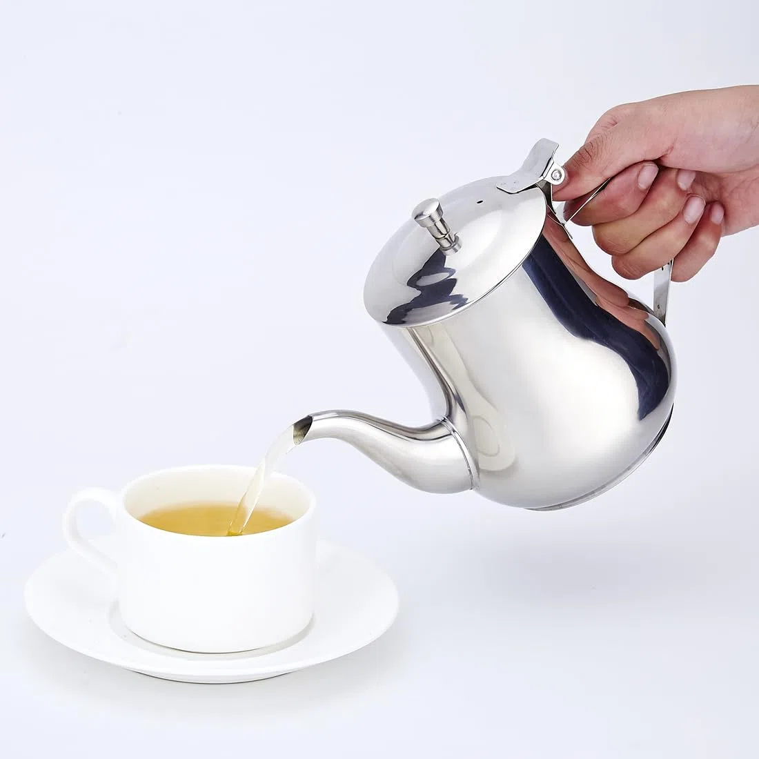 SANQIAHOME Kleine Teekanne aus Edelstahl (Silber, 570 ml)