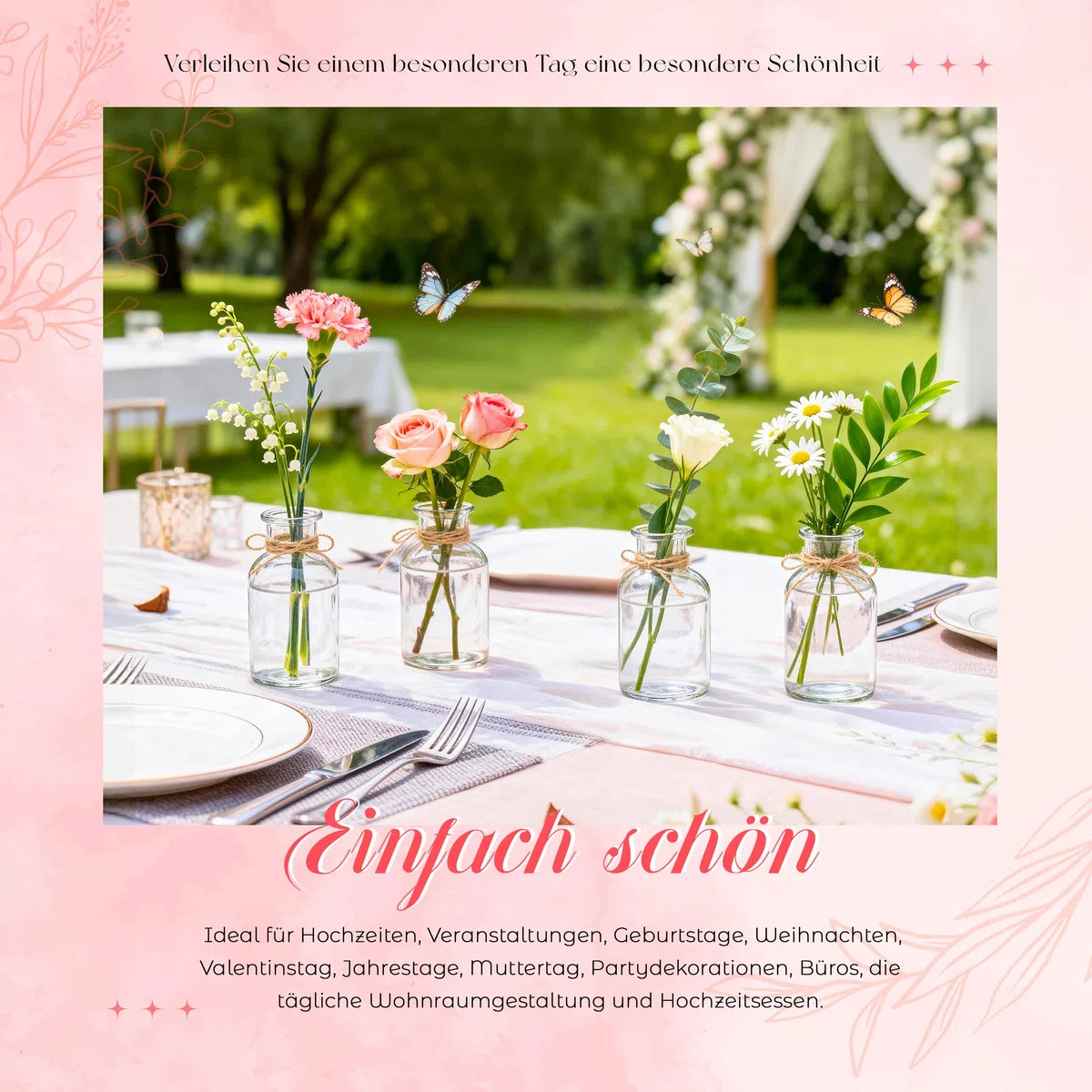 BTSD-home 12 Stück Blumenvase Kleine Vasen für Tischdeko 125ml Glasvase Ideal für Hochzeitsdeko Party Home Deko