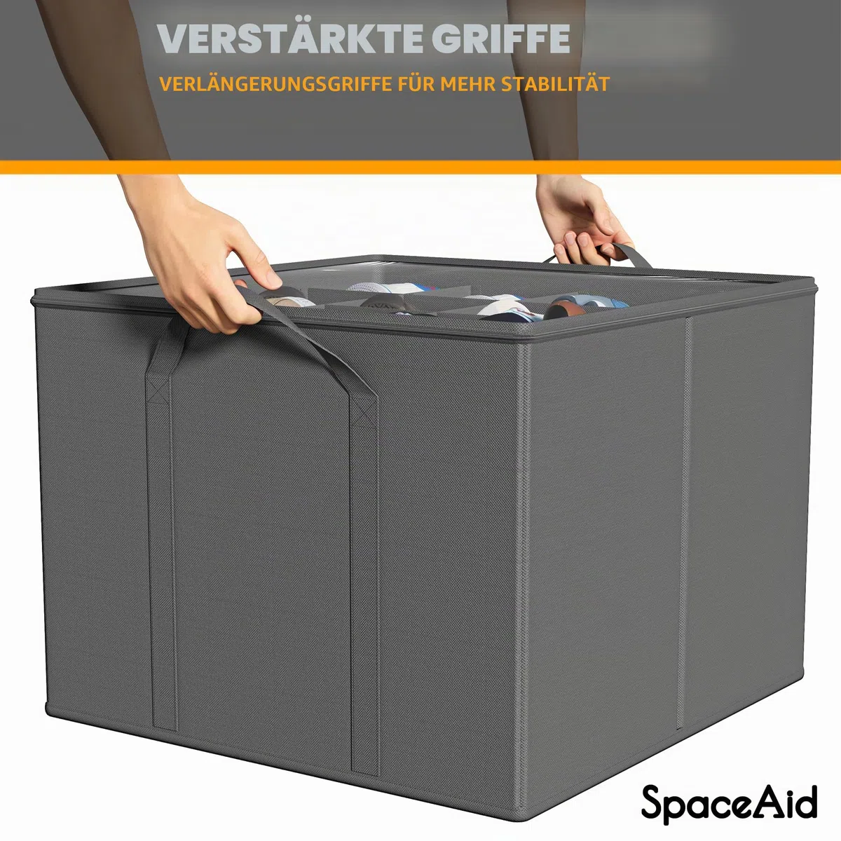 SpaceAid Schuh-Organizer für Schrank, faltbare Schuhaufbewahrungsbehälter, Körbe, Boxen mit verstellbaren Trennwänden, passend für 16–32 Paar, grau