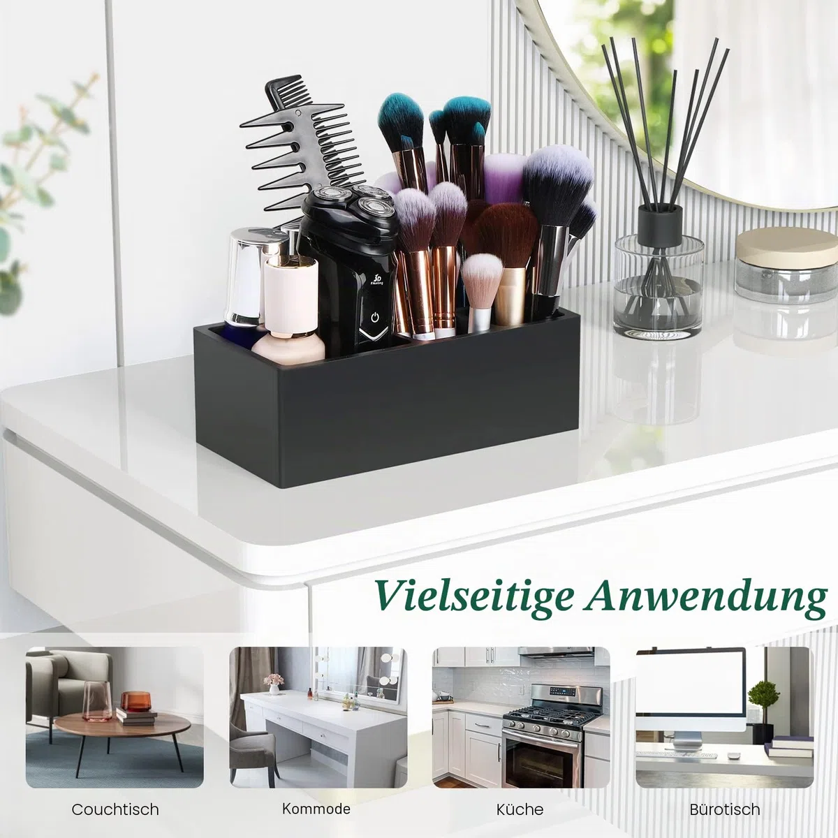 Luxspire Elektrische Zahnbürstenhalter, 5 Fächer Harz Zahnbürstenhalterung Zahnputzhalter Kinder Zahnbürsten Organizer Badezimmer für Zahnbürste Bürstenkopf Zahnpastaständer Badezimmer Caddy, Schwarz