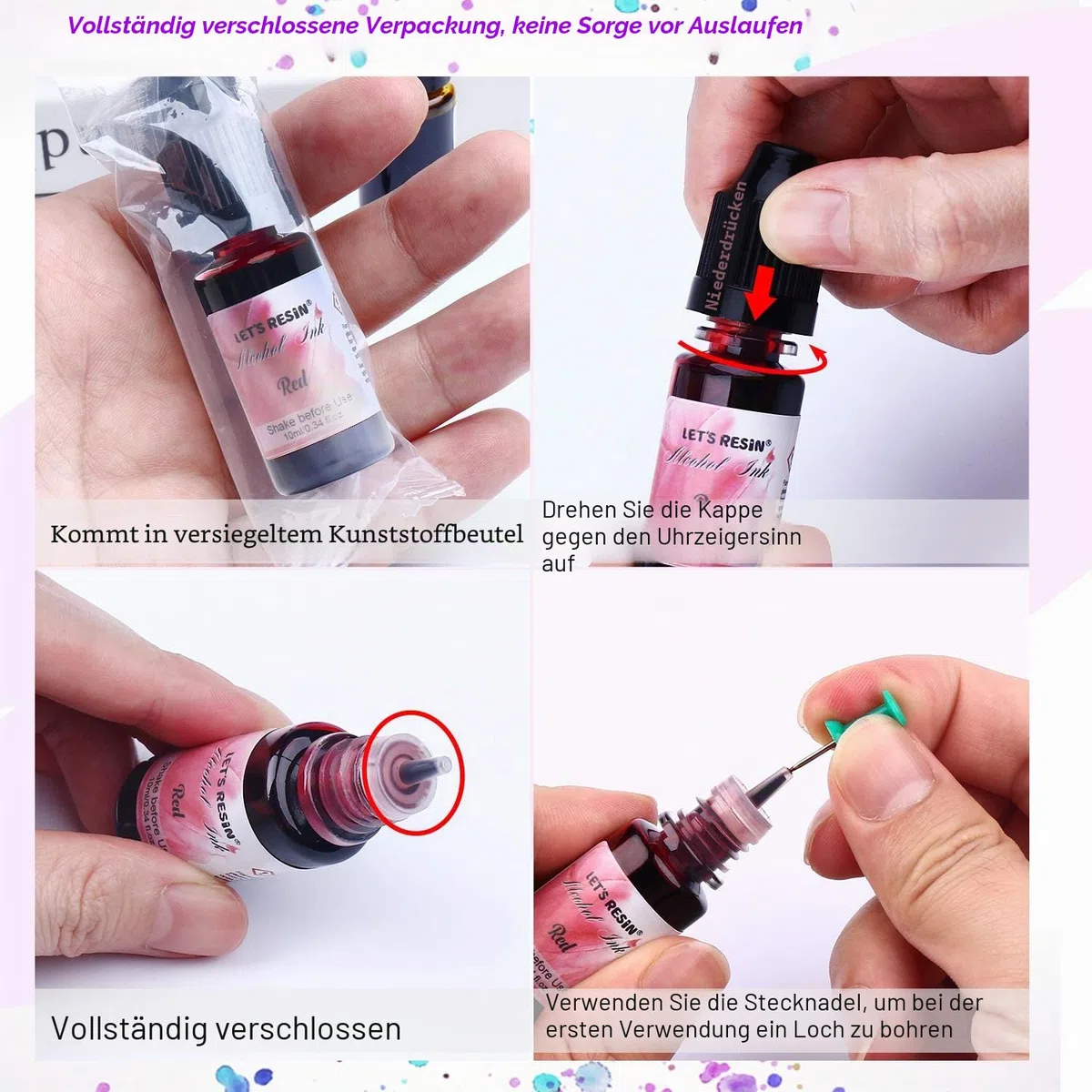 LET'S RESIN Alkohol Tinte Set - 26 Farben Alcohol Ink zur Epoxidharz Malerei, Hochkonzentrierte Tinte auf Alkoholbasis, konzentrierte Epoxidharzfarbe Farbstoff für Harz Kunst, Malen - je 10 ml