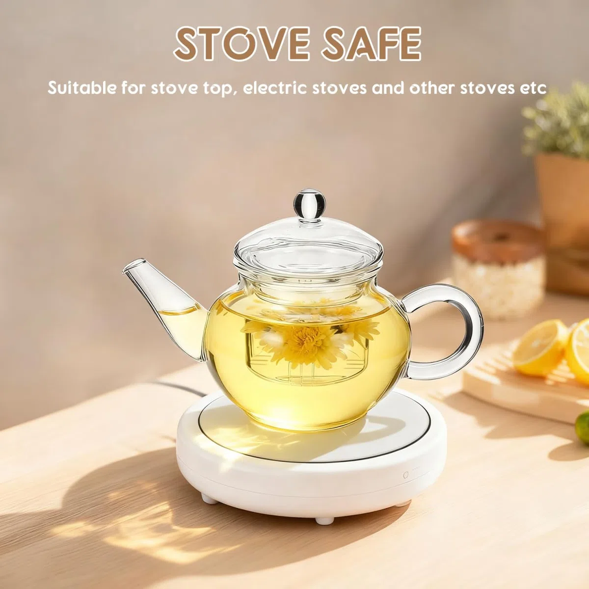 Healvian Mini Teekanne Glas 250ml/8.5oz Teekanne mit Siebeinsatz Klein Glaskanne Tee Hitzebeständig Teebereiter Für Heiße und Kalte Getränke Fruchttee Duftender Tee