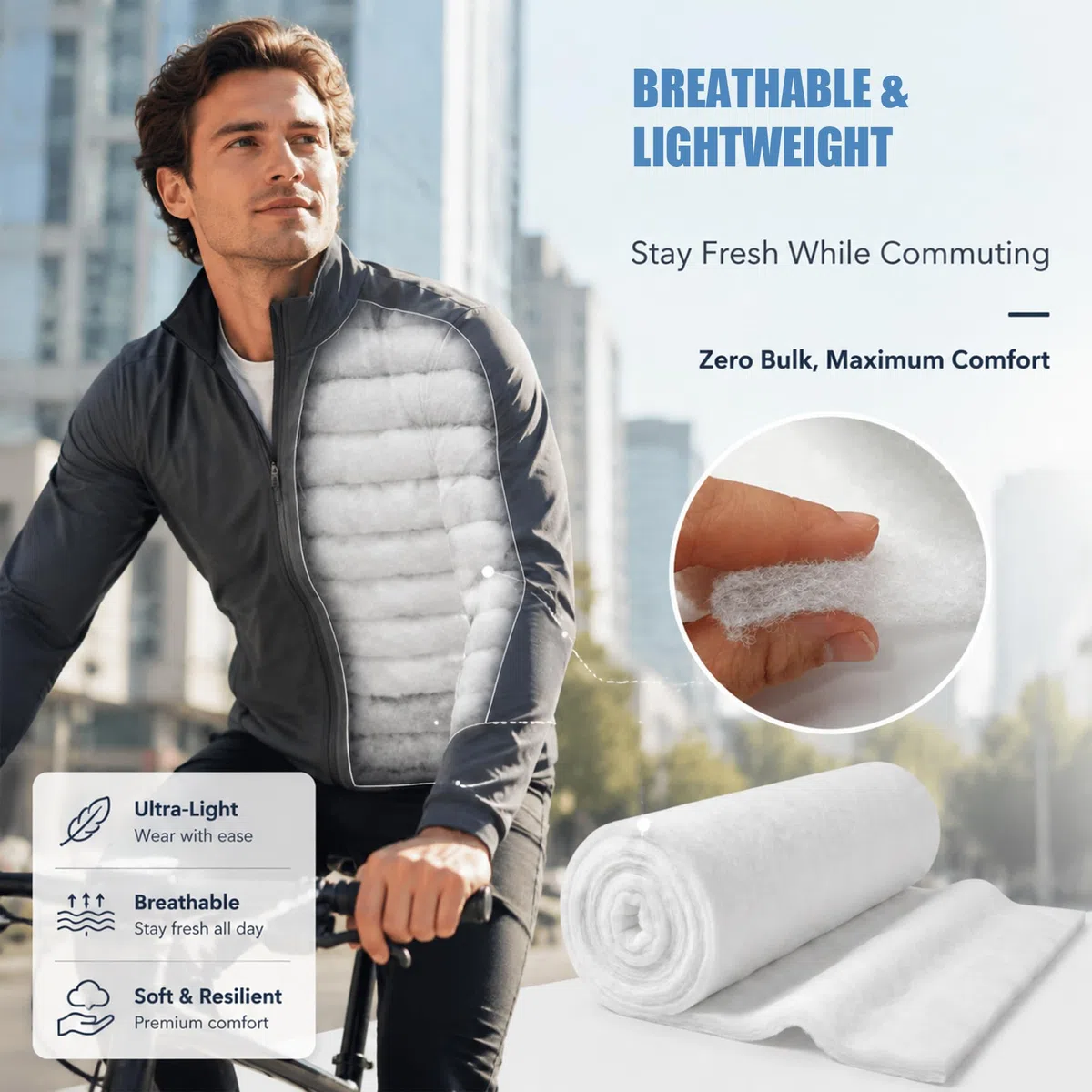 RANJIMA Volumenvlies 200g/m² 1,5x3m Polsterwatte Polstervlies Meterware 100% Polyester ca 20mm dick waschbar Patchwork Quilt Vlies Füllwatte für Nähen Quilten Polstern Basteln Vlieswatte Füllung