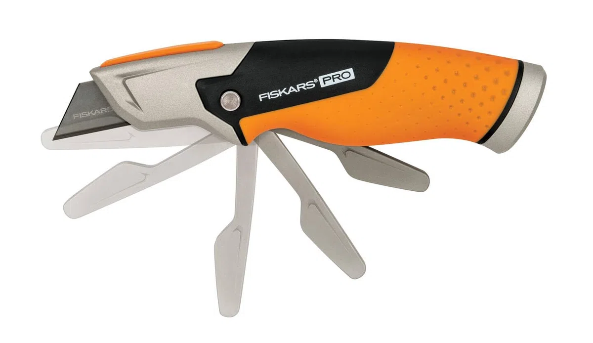 Fiskars Universalmesser mit feststehender Klinge, Länge 18,2 cm, Rostfreier Stahl/Kunststoff, Schwarz/Orange, CarbonMax, 1027222