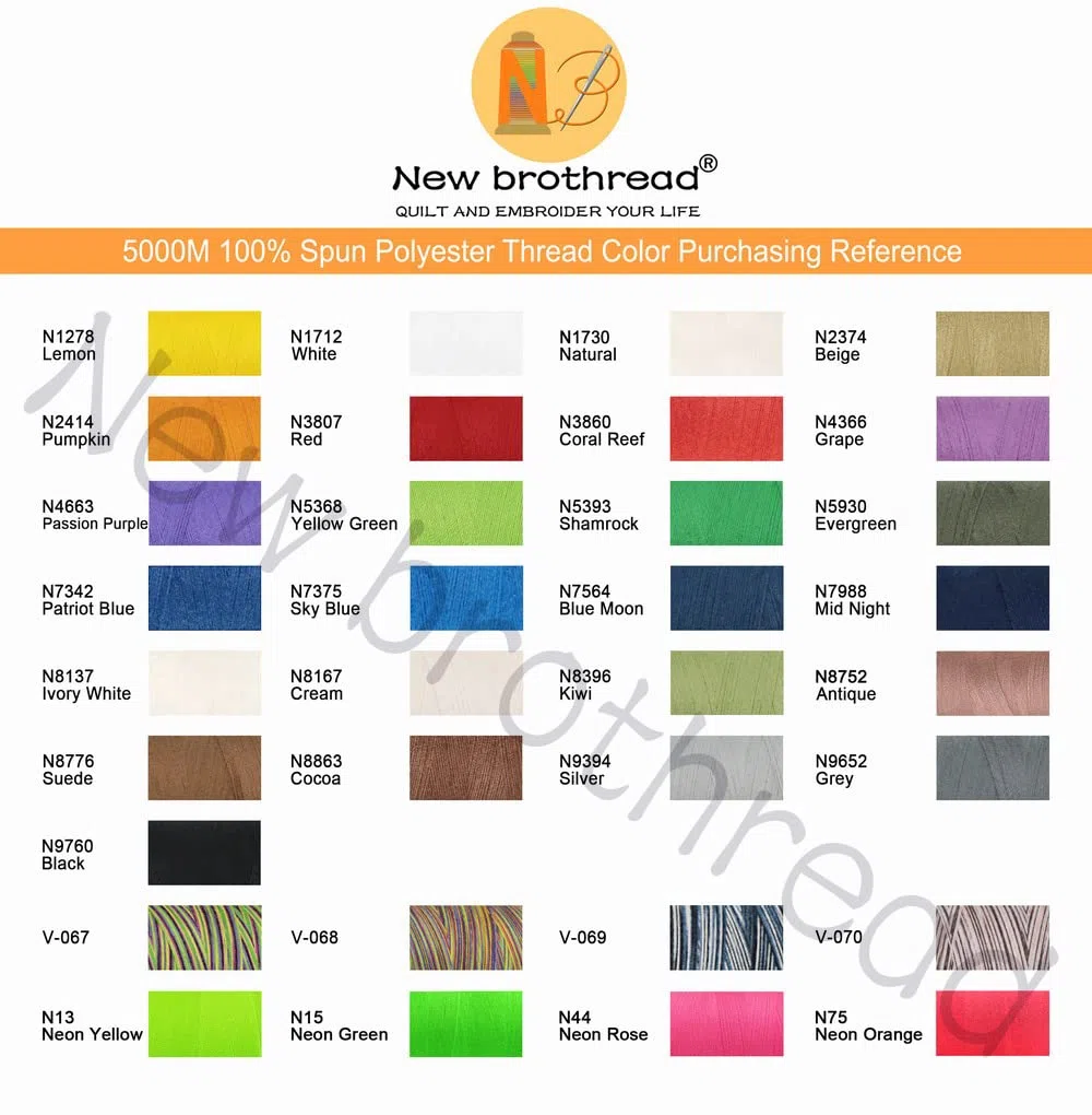 New brothread - 28 Optionen - 4 Große Konen 5000M Allzweck Polyester Nähgarn 40S/2 (Tex27) zum Nähen, Quilten, Patchwork, Serger und Overlock - White