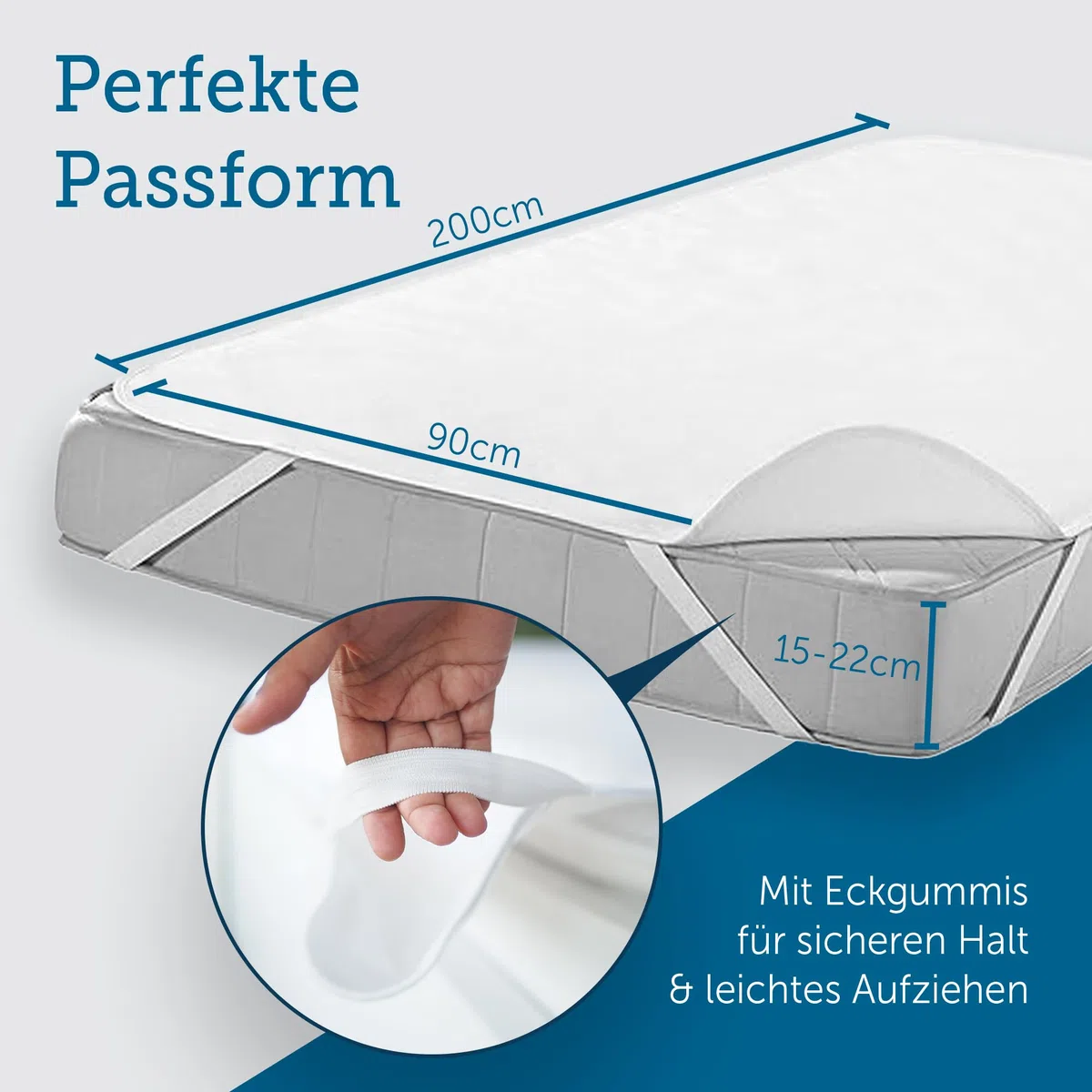 SETEX Wasserdichter Molton Matratzenschutz, 3-lagig, 90 x 200 cm, Matratzenschoner aus 100% Baumwolle, Generation, Weiß