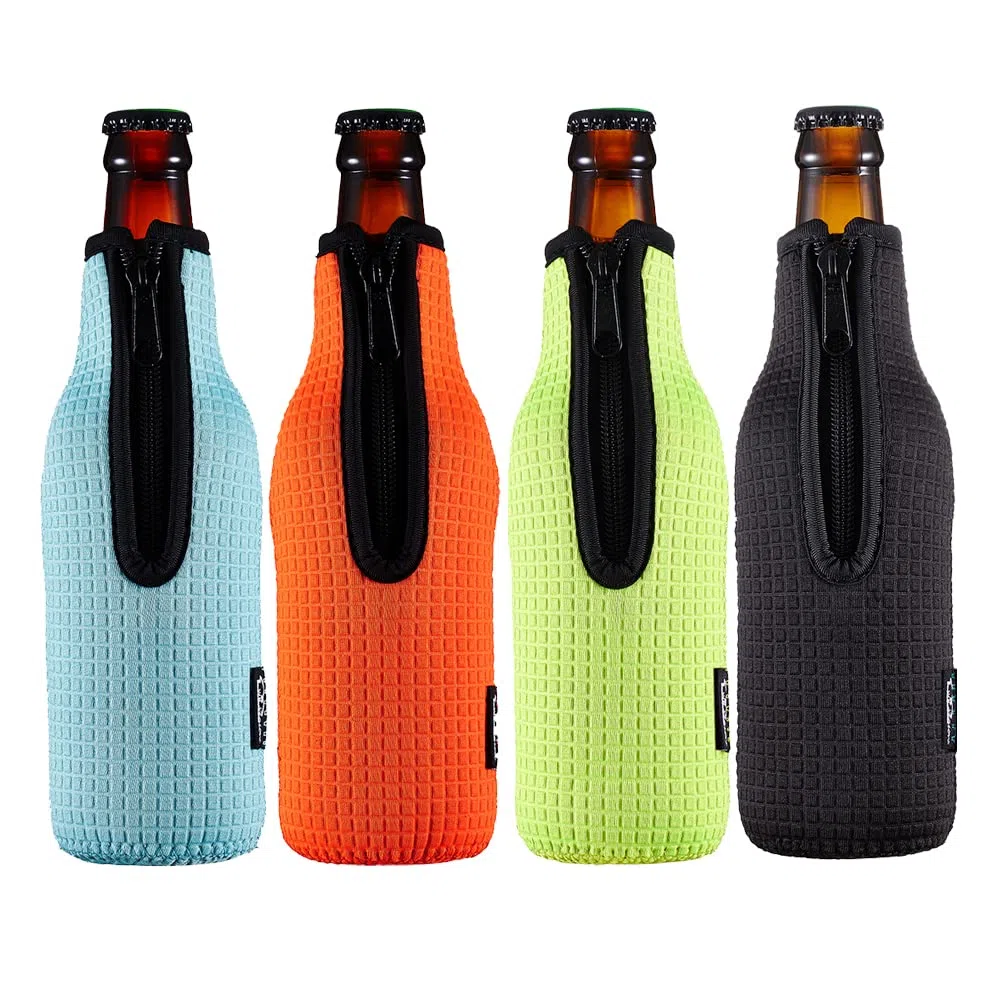 WK ieason Bierflasche Ärmel Isolatoren 12oz 330ml Standard Bierflasche Kühler Abdeckungen Zip-up Flasche Jacke 12OZ Bierflasche Halter rutschfeste dicke Neoprenhüllen 4PC Pack