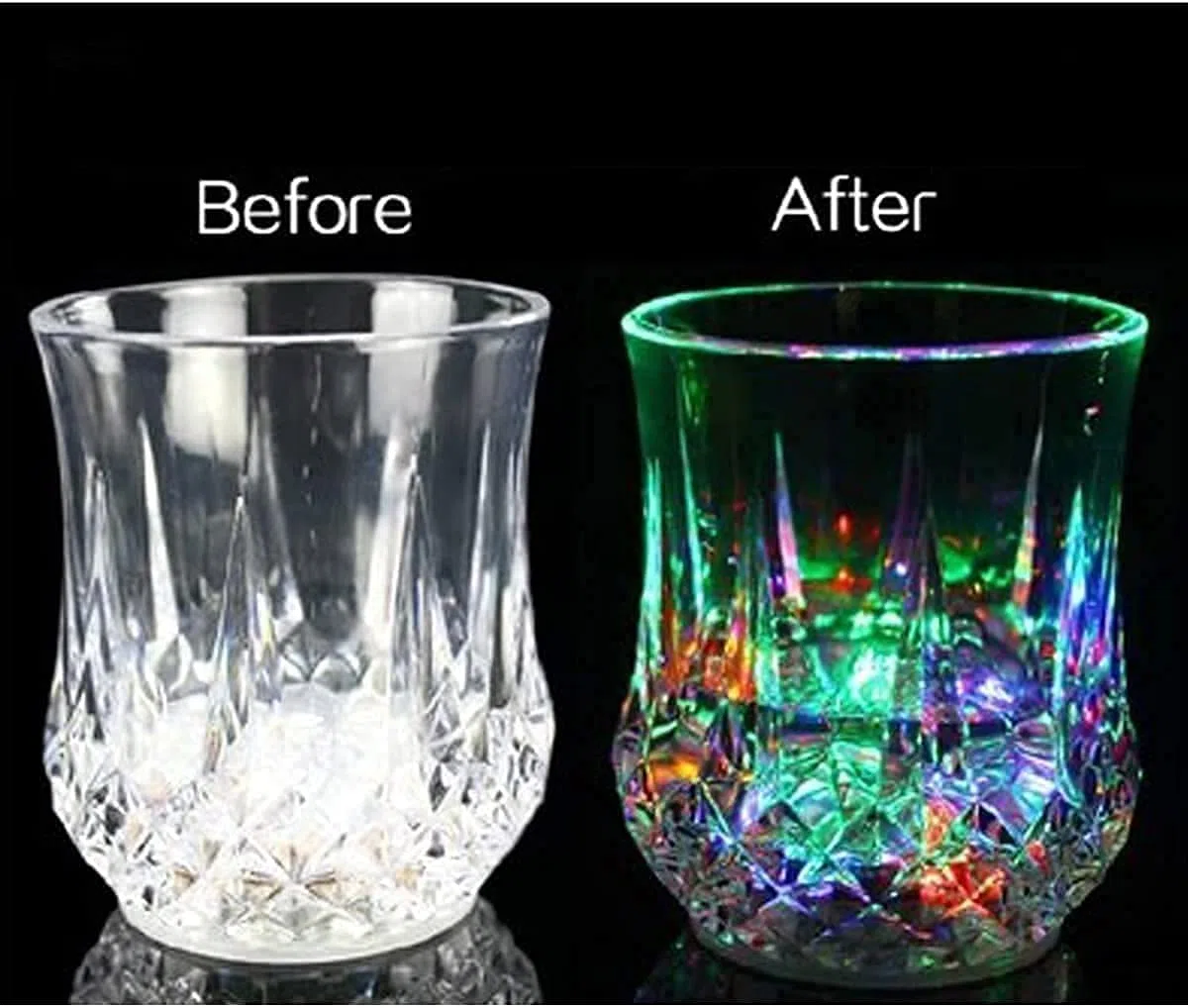 Glas Leuchtend Trinkbecher Farbwechsel Wasserglas Flüssigsensor Trinkglas mit Licht Cocktailglas Ananas Wasserbecher Beleuchtet Plastik Kristallglas Whisky Wein Barglas Party (Transparent 4 Stück)