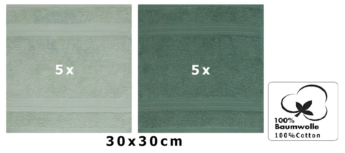 Betz 10 Stück Seiftücher Premium 100% Baumwolle Größe 30x30 cm Farbe heugrün - tannengrün
