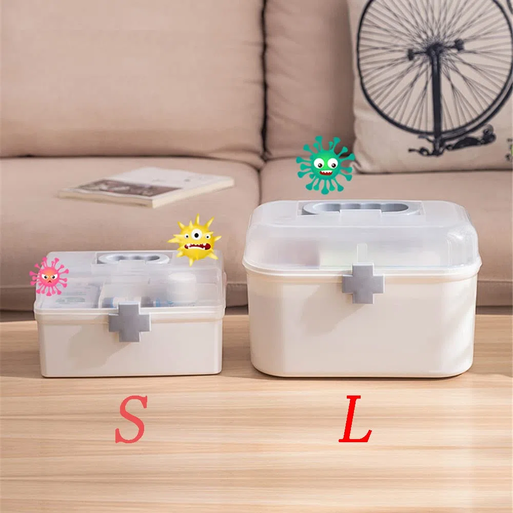 2 Schicht Tragbare Weiß Medizin Aufbewahrungsbox Erste Hilfe Medizinbox Medizin Schrank Medizin Organizer Medizin Aufbewahrungskoffer Koffer Hausapotheke Medizin Aufbewahrung Box Tragegriff(L)