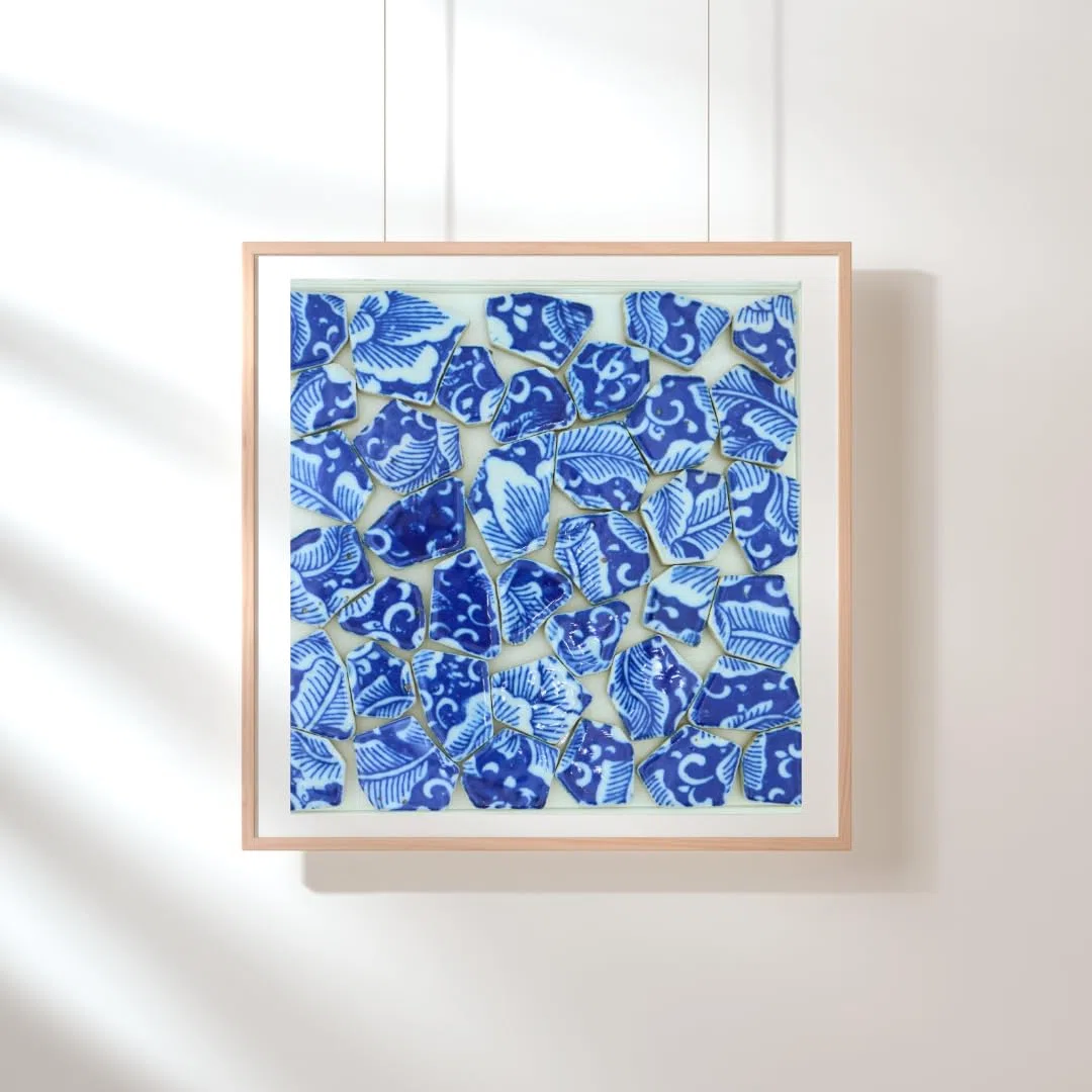0,5 kg blaue und weiße unregelmäßige Porzellan-Mosaikfliesen, DIY, handgefertigt, Badezimmer, Wohnzimmer, Küche, Backsplash, Outdoor (08, Medium)
