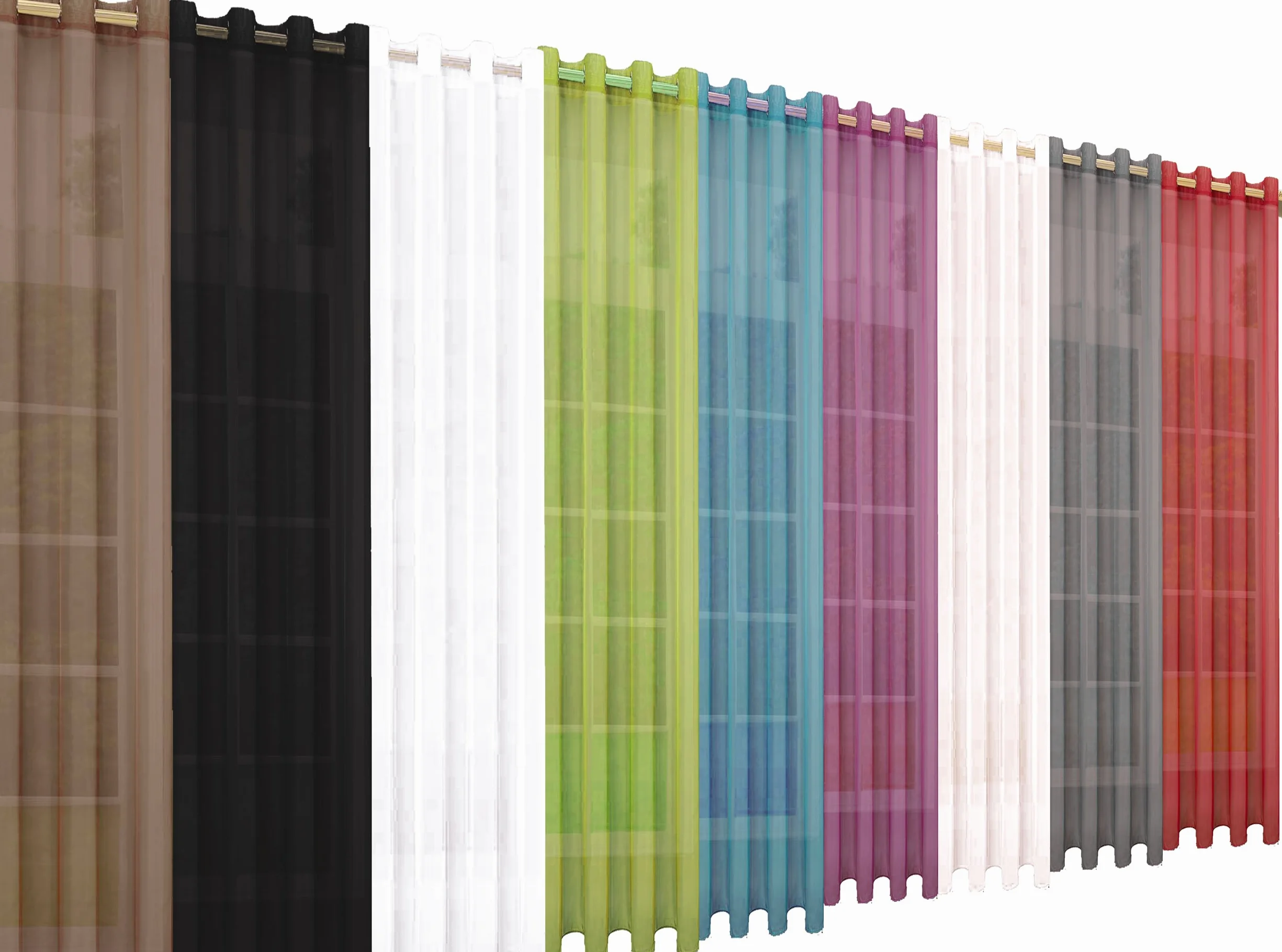 Gardinenbox 2er-Pack Ösen Gardinen Transparent Vorhang Set Wohnzimmer Voile Ösenvorhang Bleibandabschluß HxB 225x140 cm Sand, 203322