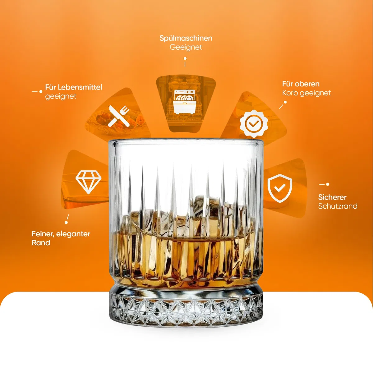 NORDIC SCHILLER Premium Whiskygläser, 210 ml 4er Set, 100% Bleifrei, Tumbler Glas aus Glas, für Scotch Bourbon Irish Whiskey