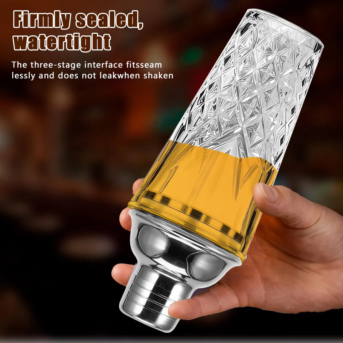 OUZHOU Cocktail Shaker, 4 Stück Cocktail Set Cocktail Shaker Glas mit Auslaufsicherem Edelstahl-Deckel, Boston Shaker Coktailshakerset mit Weinmessbecher Rührstäbchen Eisstampfer für Haus und Bar