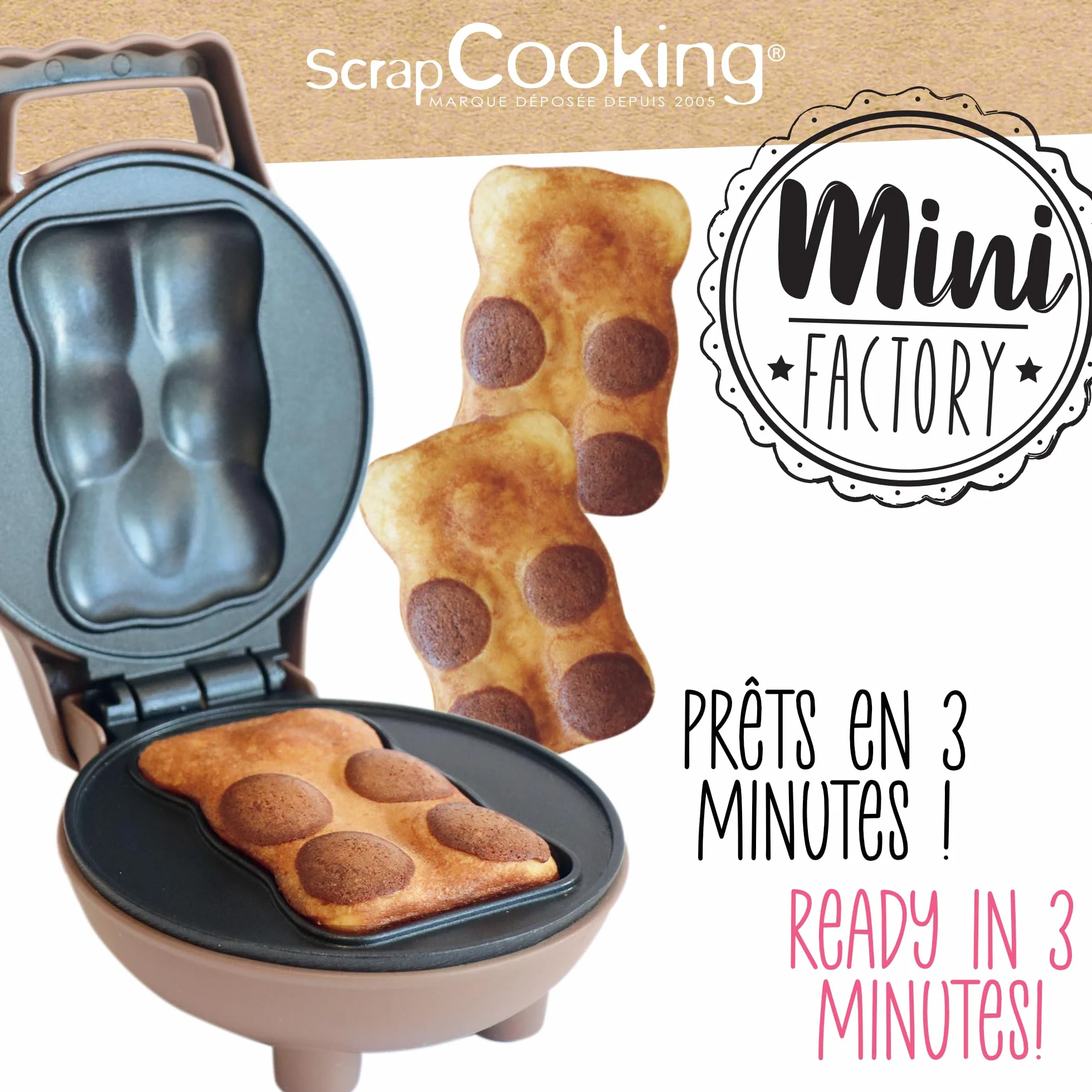 ScrapCooking – Mini-Bär Factory – Elektrisches Bärenkuchen-Gerät – Antihaft-Platte – Backgerät – Geschenkidee Küche & Backen – Inkl. Rezept – 3880