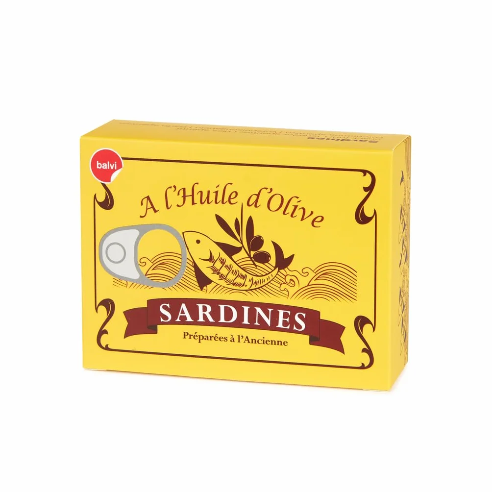Balvi Aperitif-Gabel Conserverie Sardines Tintenfisch-Konservendose im Retrodesign Blech/Edelstahl