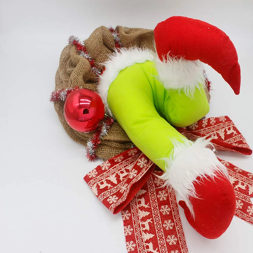 Grinch Kranz, Weihnachtsgirlande, Wie der Grinch den Weihnachtskranz aus Sackleinen gestohlen hat, Türkranz Weihnachten Weihnachtsdeko Kranz deko