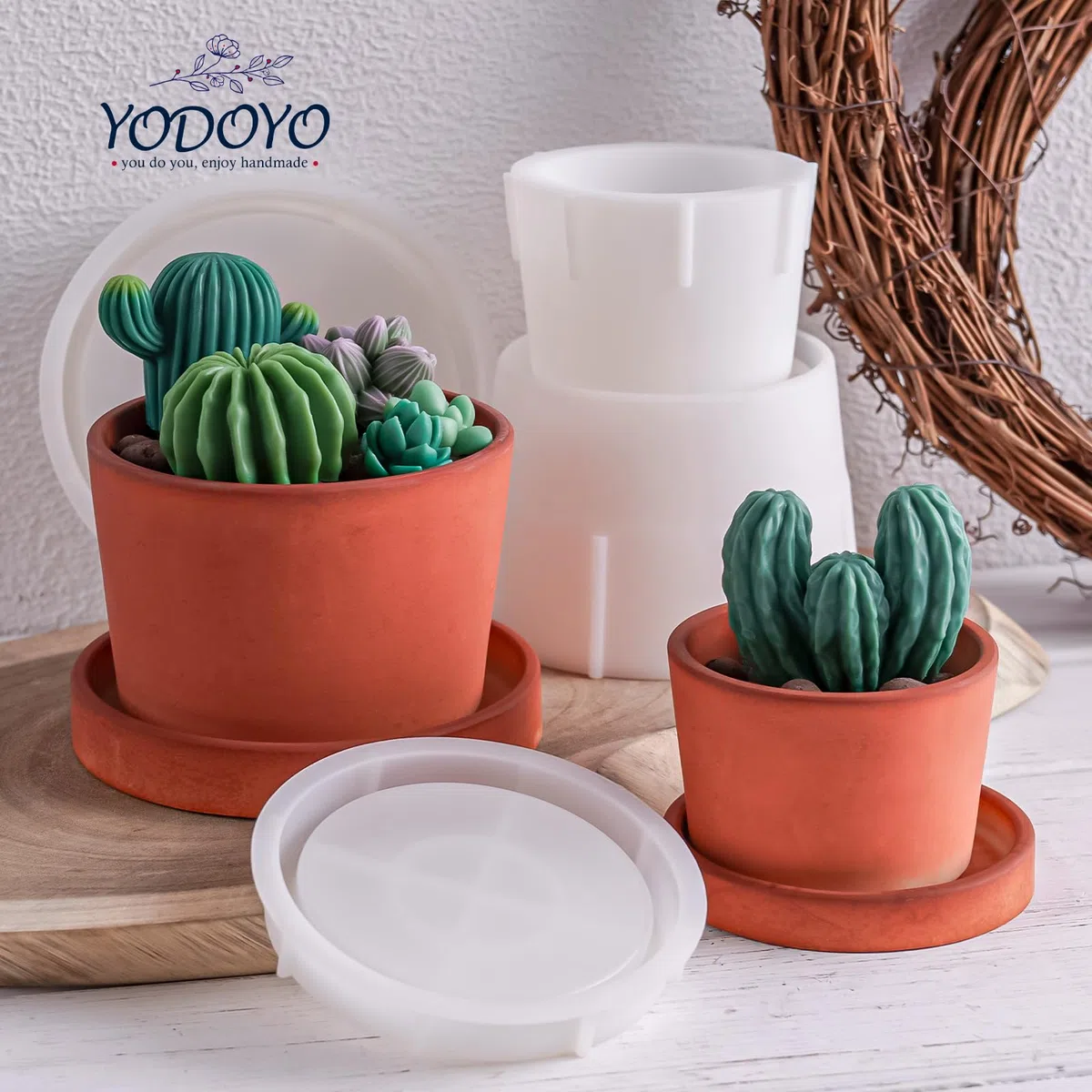 Silikonformen Gießformen 2 Stücke Blumentopf Gießform Mit Deckel - für Sukkulenten und Kaktusse, DIY Vorratsgefäß und Kerzengläser Runde Terracotta Blumentöpfe Pflanzen Deko Übertopf