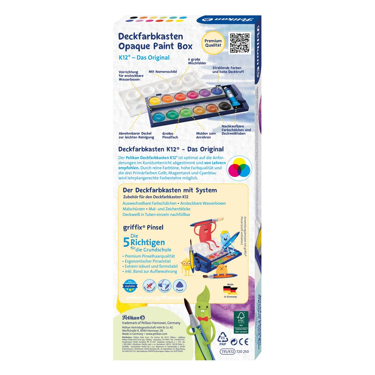 Pelikan Wasserbox 808246 für Deckfarbkasten Schul-Standard blau (Blau - Komplett-Set)