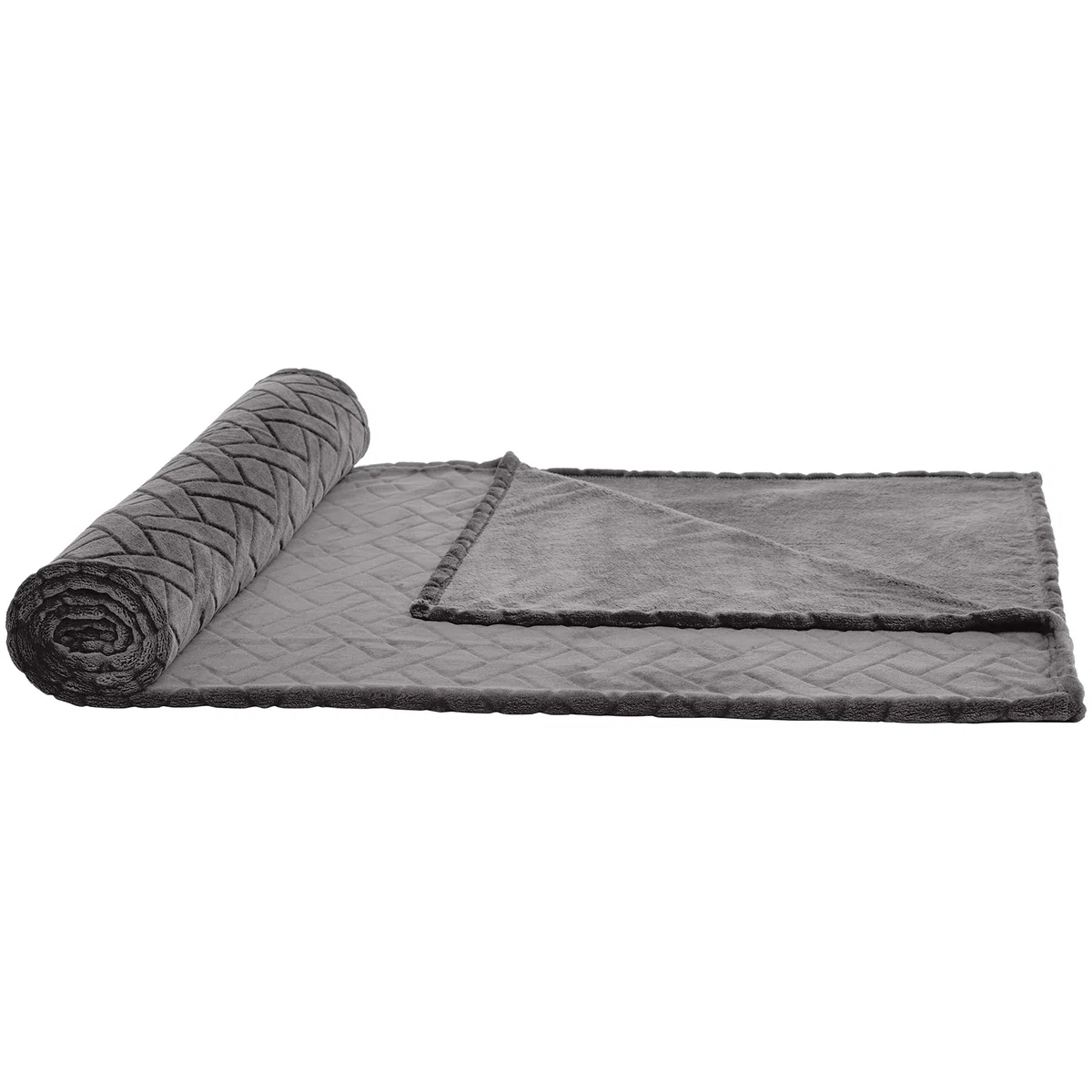 Amazon Basics Fleece-Überwurf Kuscheldecke, geprägt – Grau, 150 x 200 cm