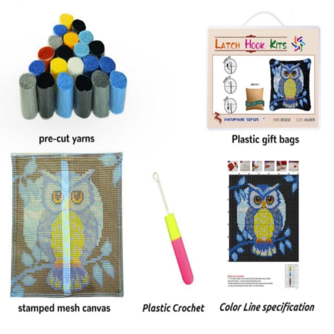 AMBATTERY DIY Knüpfen Set Kinder Affen Tierknüpfset Zum Selbermachen Eines Kissenbezugs Mit Werkzeug，Geeignet Für Kinder Und Erwachsene 17x17in