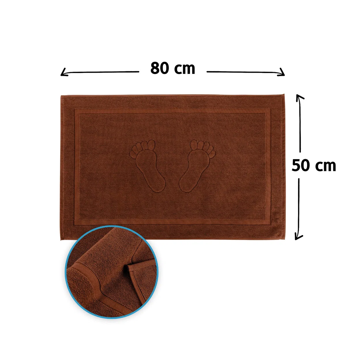 Komfortec Badvorleger Set 2 Teilig, Frottee Duschvorleger, Waschbar Duschmatte & Badteppich, 800 g/m² &100% Baumwolle, Saugfähig & Schnelltrocknend, 50 x 80 cm, Schoko Braun, bathmat-braun
