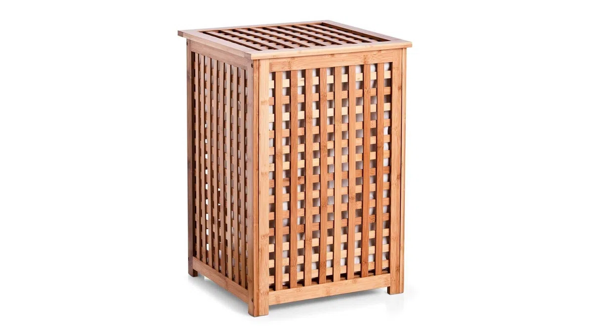 Zeller 13438 Wäschetruhe 40 x 40 x 58 cm, Bamboo
