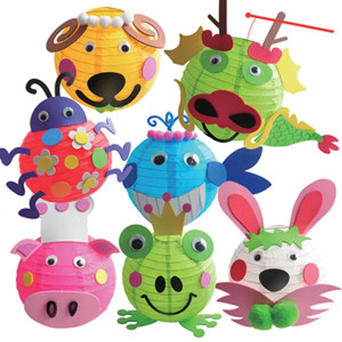 ASelected 24 PCS Bunte Papier Laterne, 25/20/15/10 cm Papierlampions Runde, Lampenschirm Papierlaterne, Bunte Papierlaterne für Hochzeiten, Geburtstage