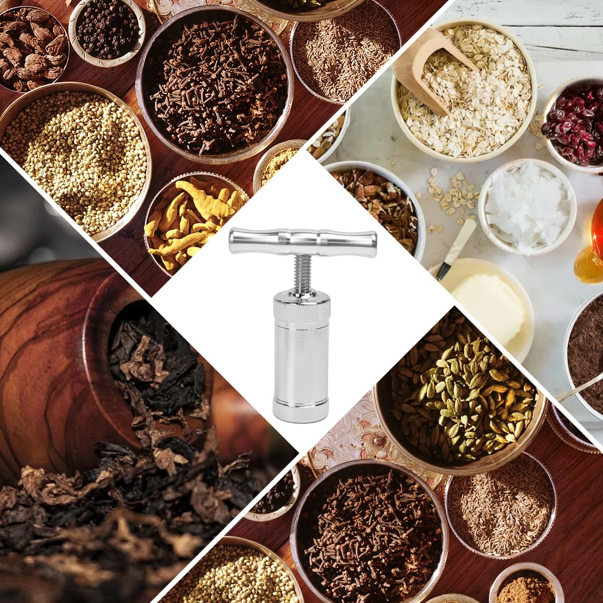 Pollenpresse Edelstahl Pollen T Presse Manuelle Pollenshaker Kräuterpresse für Kräuter Gewürze Knoblauch Pfeffer Salz Pollen Ideal für Kochen Kräuterverarbeitung(64 * 60 * 26mm)