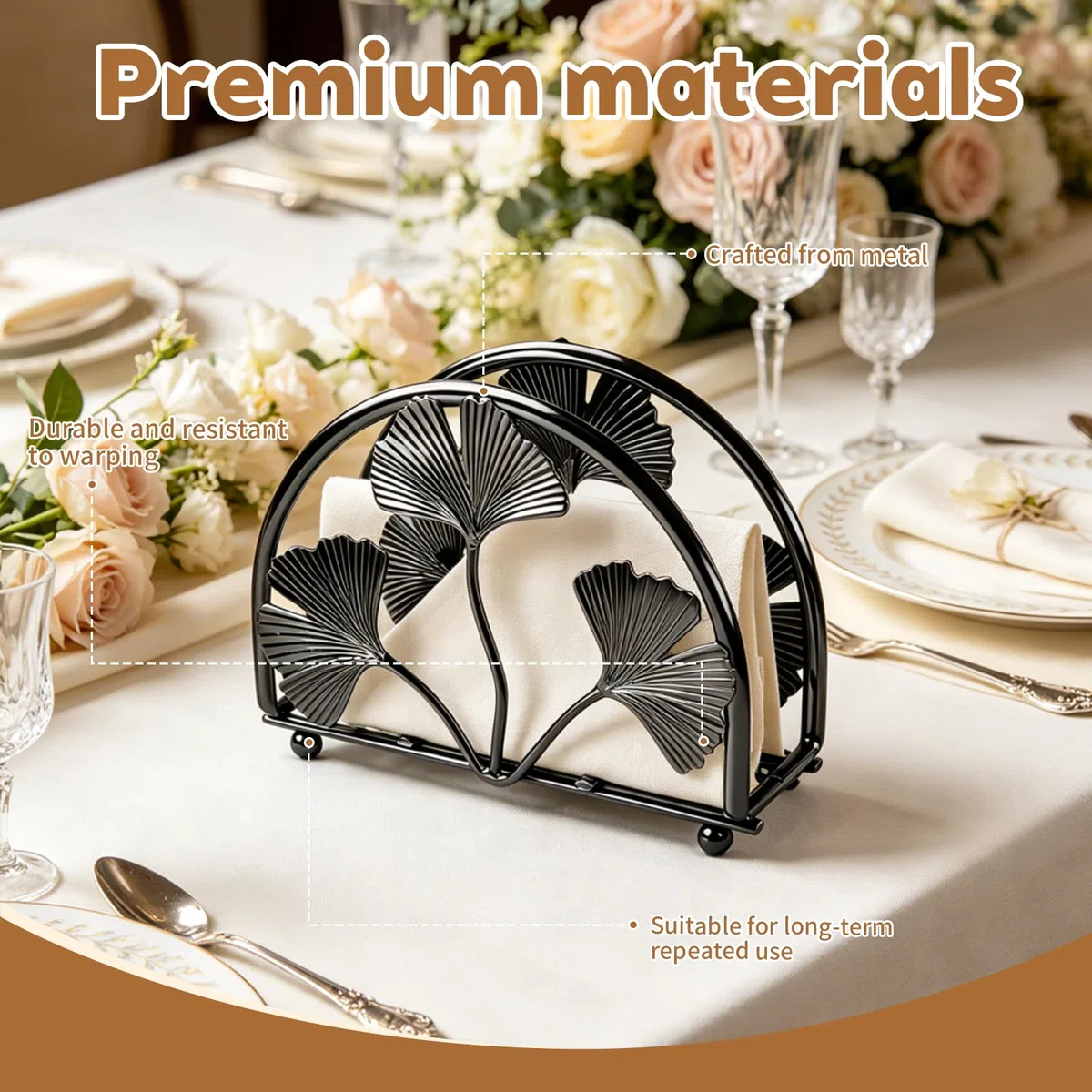 Serviettenhalter Serviettenständer, Serviettenhalter Schwarz, Vertikaler Tisch Serviettenspender für Küche, Wohnzimmer, Hotel und Restaurant zur Aufbewahrung von Servietten