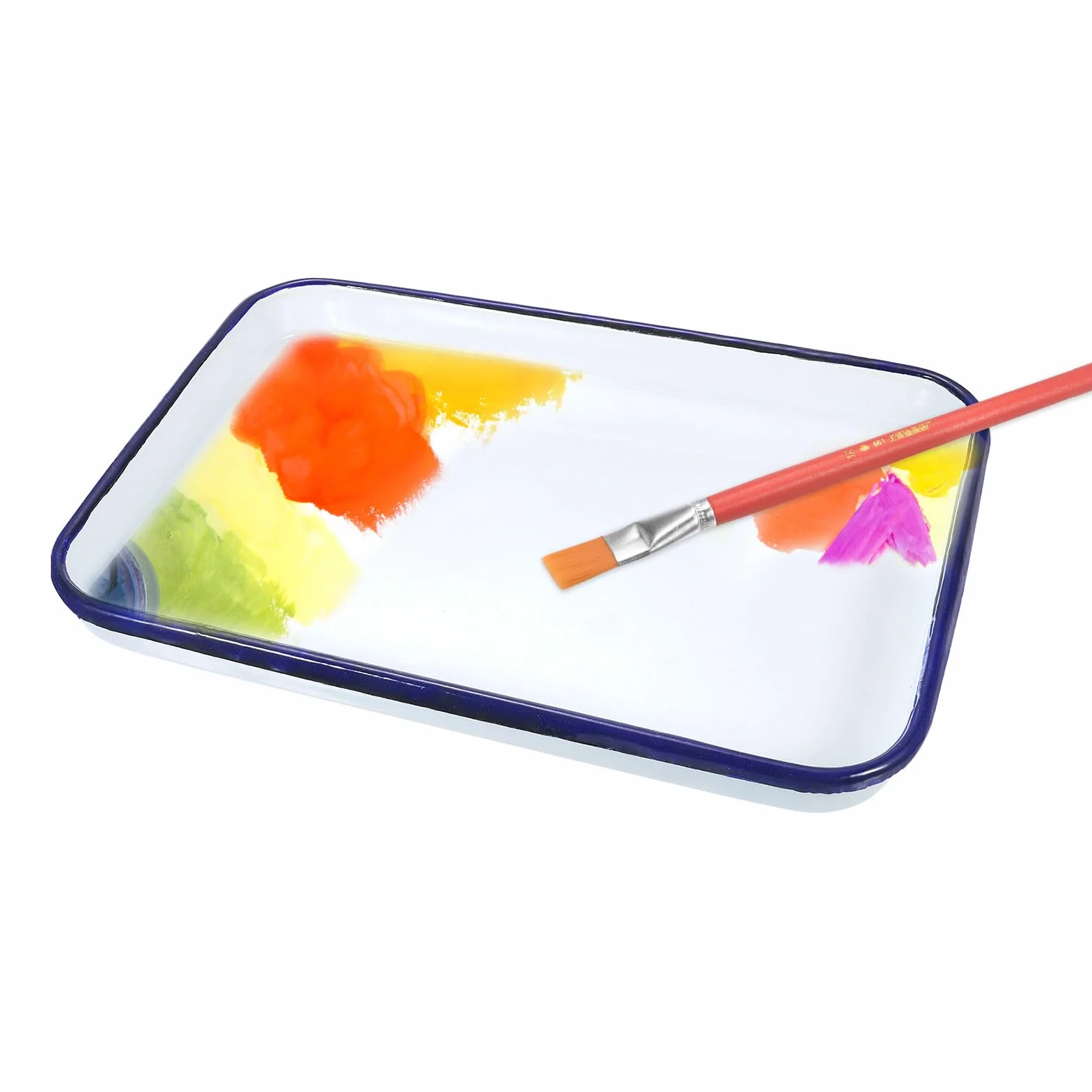 QUARKZMAN Butcher Tray Palette 10" x 7.1" Metall Dreifach Emaille Beschichtete Rechteckige Tablett Halterung Künstler Maler Malwerkzeug Für Kunstfarbe Acryl Aquarell Mischen