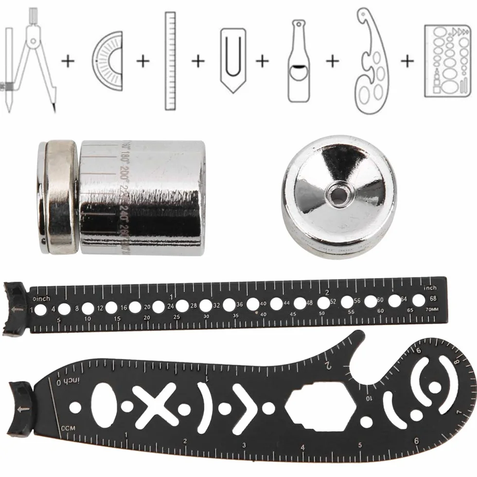 Uxsiya Entwurfslineal, Leicht, Tragbar, Langlebig, aus Schwarzem Eisen, Multifunktionales Zeichenlineal für Designer, Künstler, Architekten (17mm)